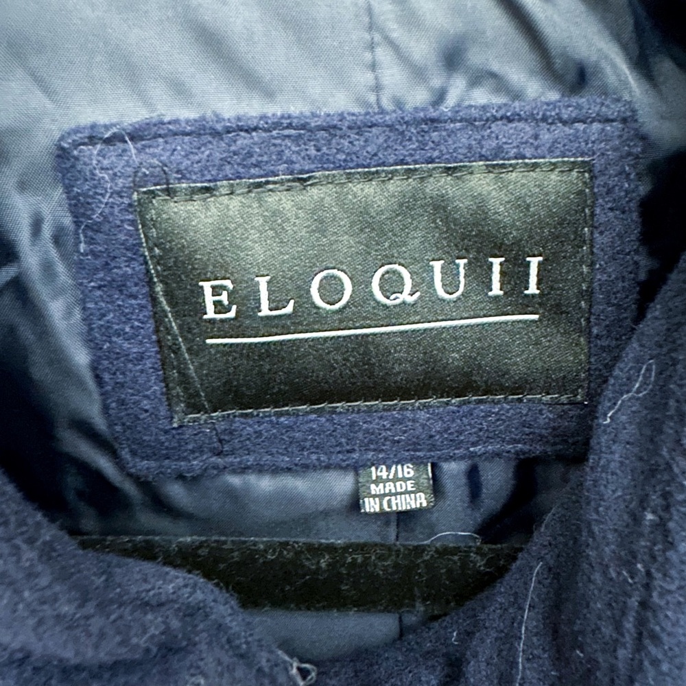 Eloquii Navy Pea Coat with Gold Buttons (Missing Button) - Picture 2 of 5